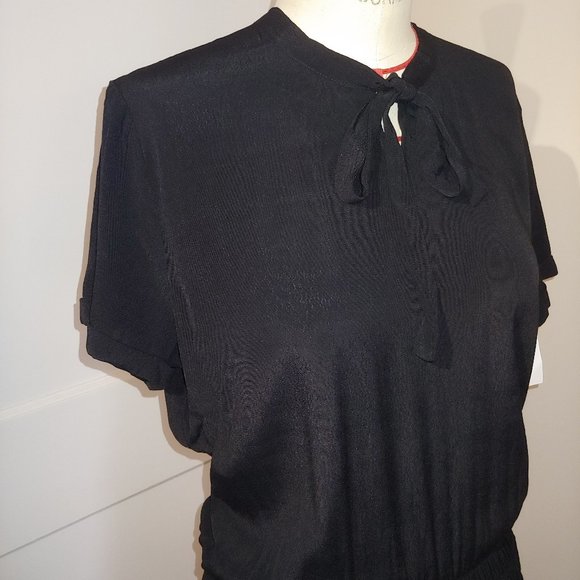 Maje Smocked Black Crepe Dress - Picture 9 of 9